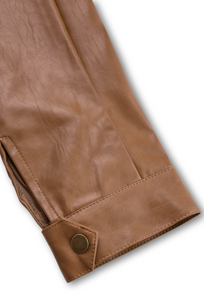 Dame vintage jakke med lynlås og imiteret læder