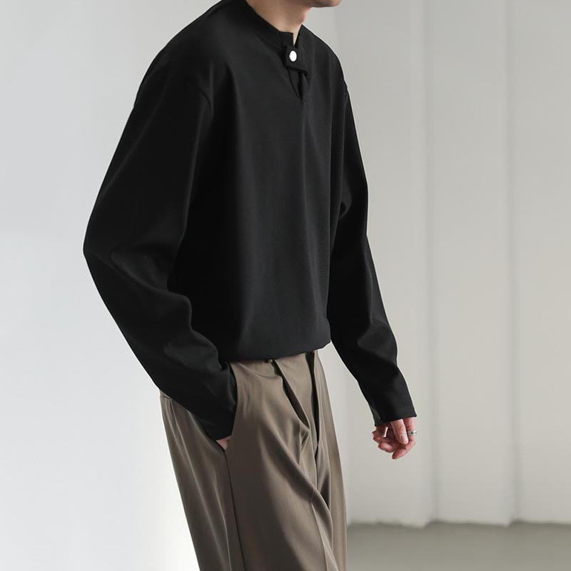 Herre Løs Ensfarvet V-hals T-shirt