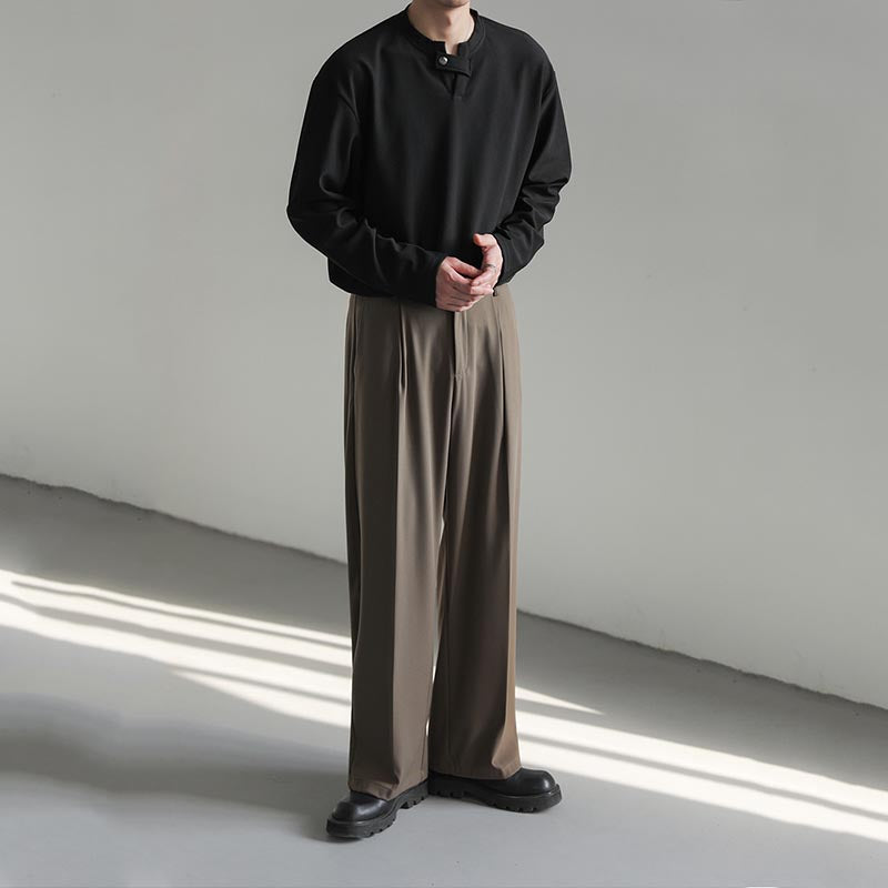 Herre Løs Ensfarvet V-hals T-shirt