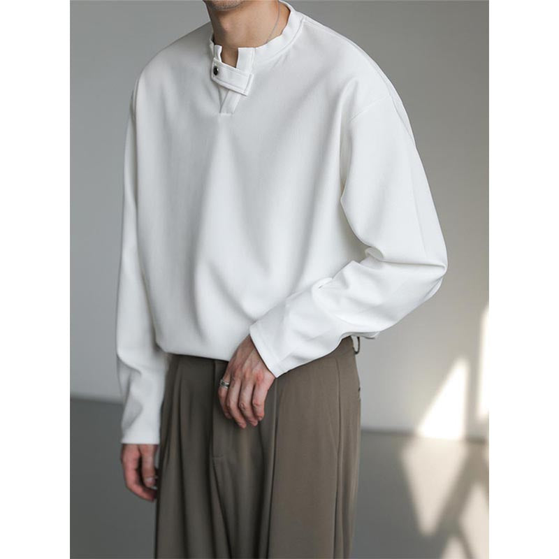 Herre Løs Ensfarvet V-hals T-shirt