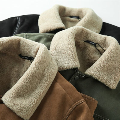 Herre Faux Sherpa Fôret Jakke, Vintage Varm Vinterfrakke, Retro Casual Fleece Ydertøj