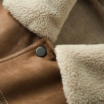 Herre Faux Sherpa Fôret Jakke, Vintage Varm Vinterfrakke, Retro Casual Fleece Ydertøj