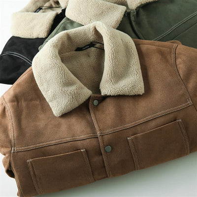 Herre Faux Sherpa Fôret Jakke, Vintage Varm Vinterfrakke, Retro Casual Fleece Ydertøj