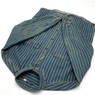 Herre Vintage Slidt Denim Skjorte, Vasket Stribet Knap-Ned, Casual Langærmet