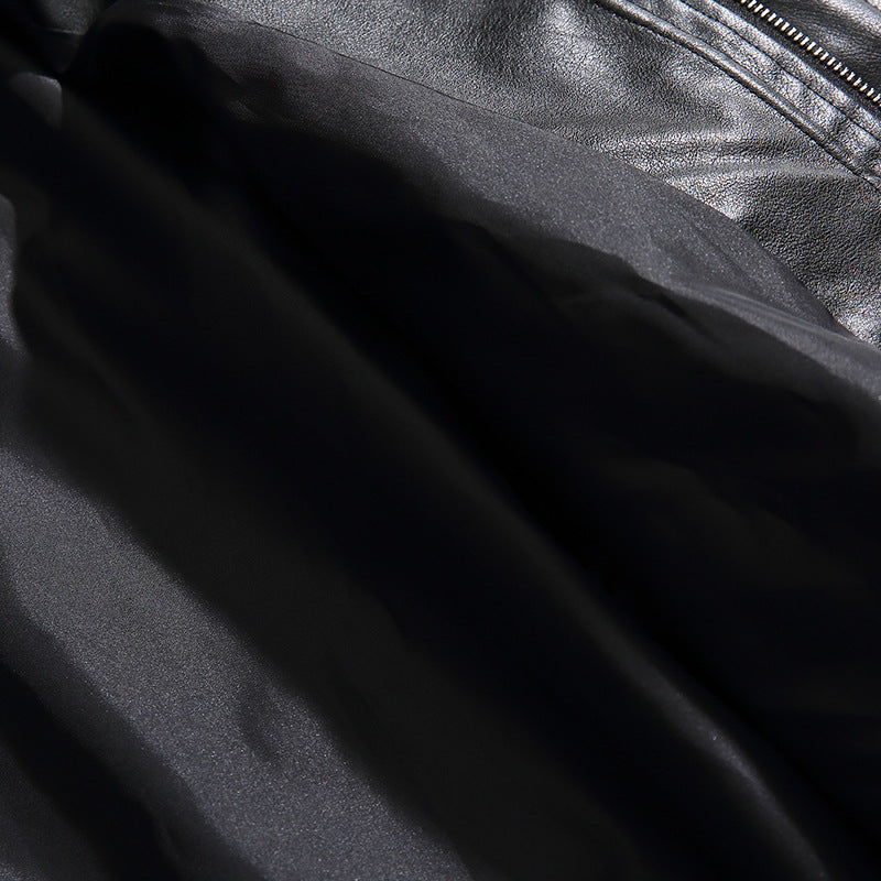 Herre Stand Krave Læderjakke, Casual Motorcykel Biker Frakke, Vindafvisende Yderbeklædning