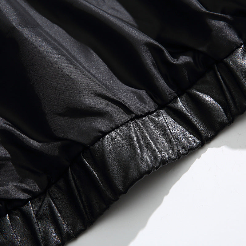 Herre Stand Krave Læderjakke, Casual Motorcykel Biker Frakke, Vindafvisende Yderbeklædning