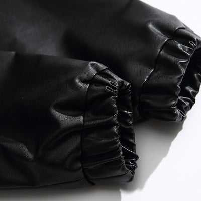 Herre Stand Krave Læderjakke, Casual Motorcykel Biker Frakke, Vindafvisende Yderbeklædning