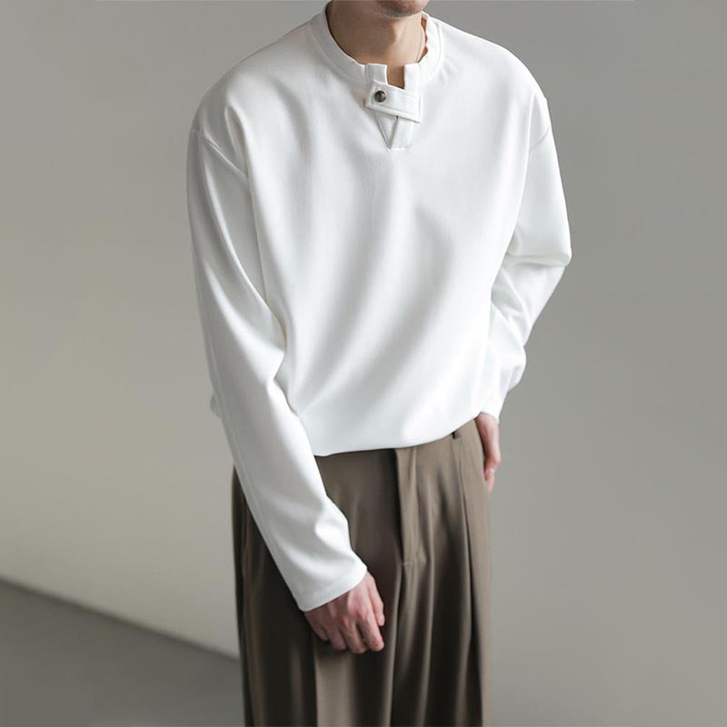 Herre Løs Ensfarvet V-hals T-shirt