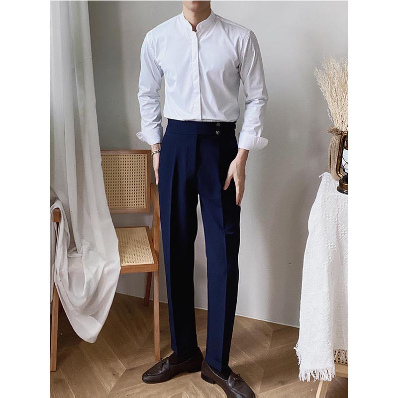 Herre Casual Retro Business Gentleman Ståkrave Skjorte