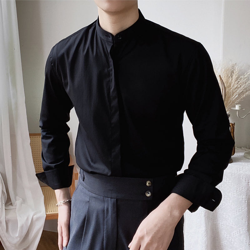 Herre Casual Retro Business Gentleman Ståkrave Skjorte