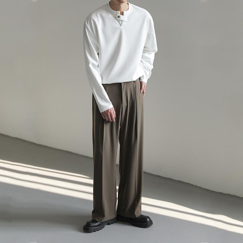 Herre Løs Ensfarvet V-hals T-shirt