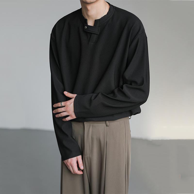 Herre Løs Ensfarvet V-hals T-shirt